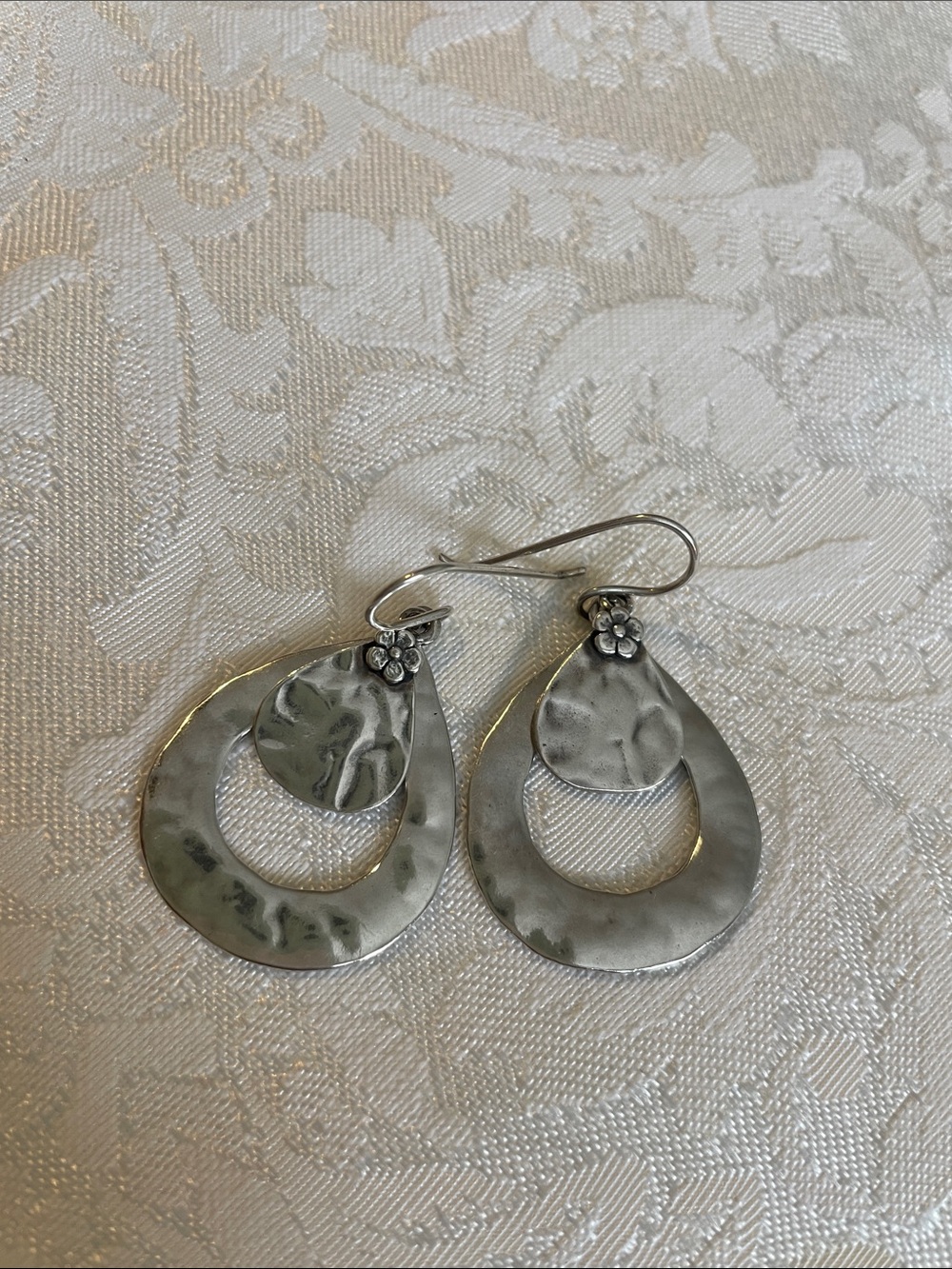 Silpada Hammered Silver Teardrop Dangle Earrings